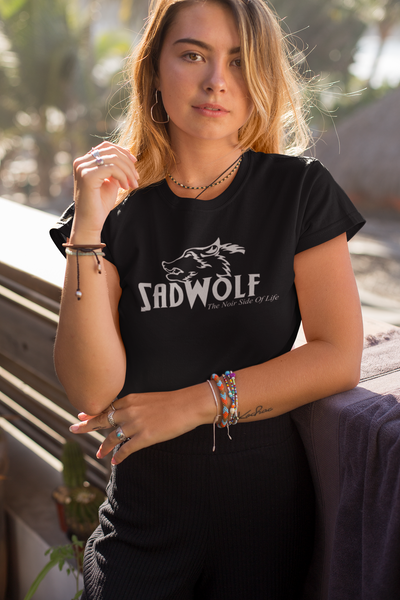 SadWolf Minimalistic T-Shirt: »SadWolf« Damen Schwarz